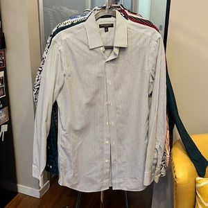Men’s Small Banana Republic Button Up White with Black grid